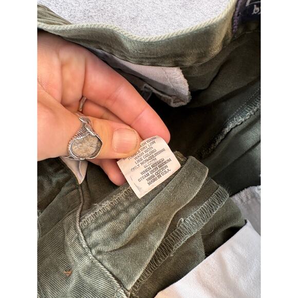 VINTAGE 90s Polo Ralph Lauren Pants Mens 31x32 Green Pleated Chino Straight - Picture 8 of 9